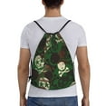 thumbnail image 2 of Drawstring Backpack - Camouflage Skull Splash Proof Small Drawstring Gym Bag for Women Men, Cinch Sports String Bag Backpack for Travel Swimming Beach, 2 of 8