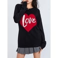 thumbnail image 3 of Nituyy Chandail Ample en Tricot pour Femmes de la Saint-Valentin, Imprimé Cœur et Lettres, Manches Longues, Col Rond, Fin, 3 of 6
