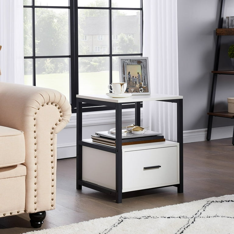 Ludie Block End Table with Storage Base Color White Color White Overall Product Weight 46 lb