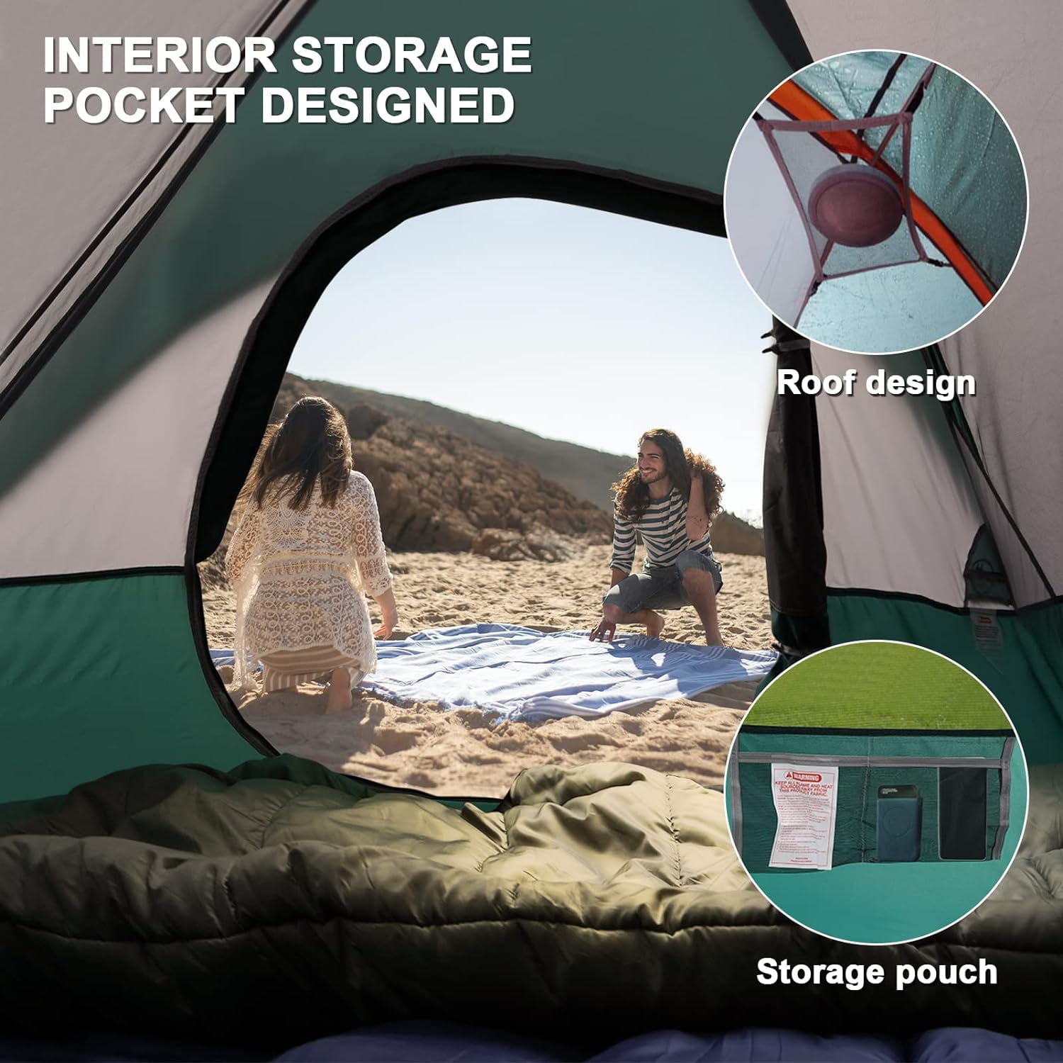 UNP Camping Tent 4 Person, Waterproof Windproof Tent with Rainfly Easy Set up-Portable Dome Tents for Camping