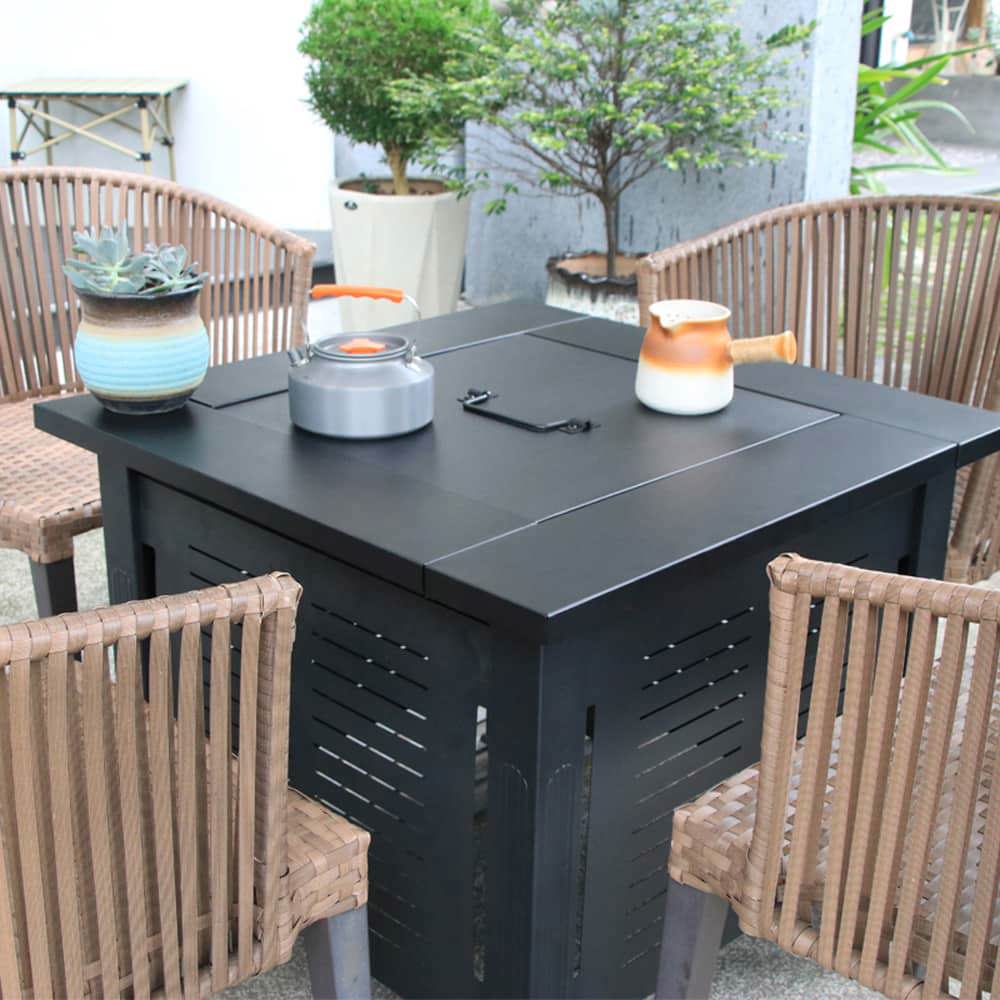 Spaco Grill Over Stove, Tea Cooking Furniture Table, Square Stove Heater Smokeless Grill, Fire Pit Stove for Outdoor as Patio, Picnic, Backyard, Black