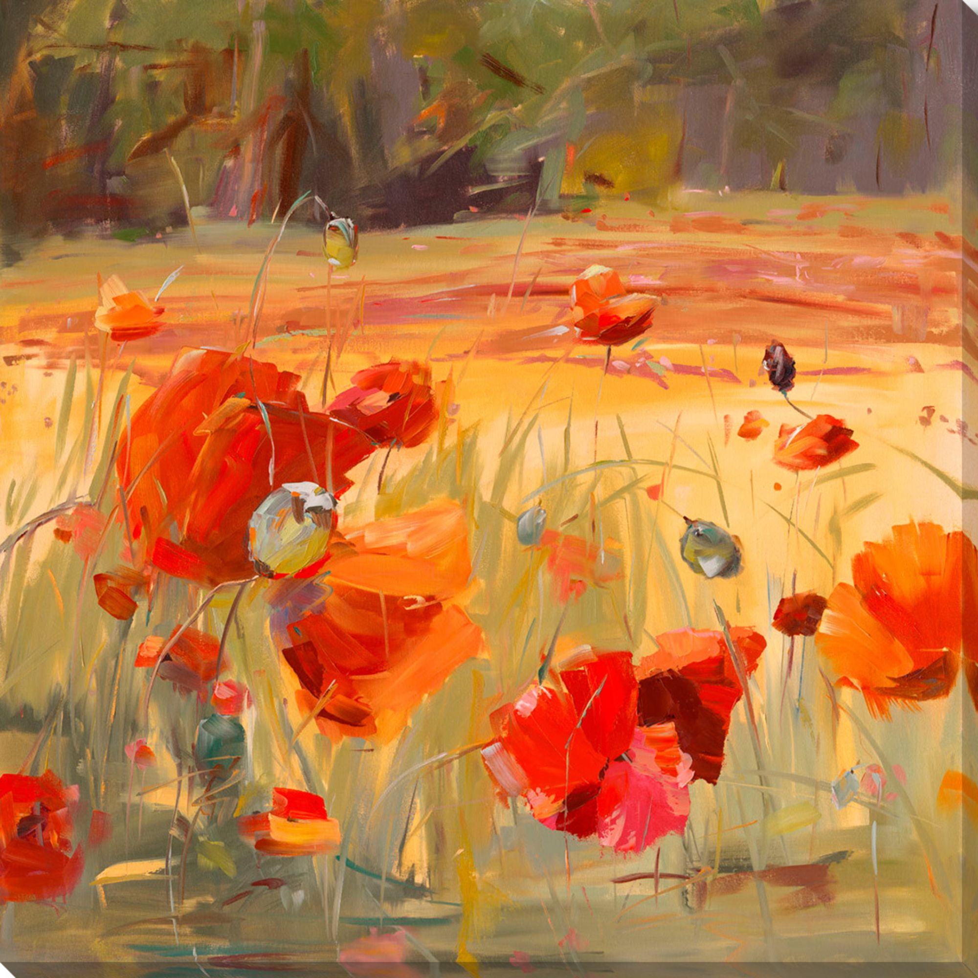 Burnt Orange and Yellow Square Canvas Wall Art Decor 18" x 18"