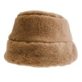 thumbnail image 2 of Opvise 2-6 Years Girls Hat Furry Faux Mink Fur Leopard Flat Top Fisherman Cap Autumn Winter Short Brim Bucket Hat for Winter Khaki, 2 of 8