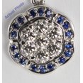 thumbnail image 2 of 18k White Gold Invisible Setting Round Cut Diamond Flower Pendant (0.53 Ct, G Color with Blue Saphire Stones, VS Clarity), 2 of 2