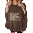 thumbnail image 3 of Jinhomg Womens Oversized Boyfriend Sweatshirt Trendy Letter Print Y2K Tops Casual Comfy Long Sleeve Drop Shoulder Pullover Daily Wear Coffee L, 3 of 6