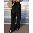 thumbnail image 4 of Womens Summer Solid Color Hollow Out Embroidery Casual Elastic Waist Long Pants Versatile Comfort Black L, 4 of 8