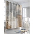 thumbnail image 3 of Brown Grey White Shower Curtain, Abstract Art Modern Oil Painting Waterproof Shower Curtain Set with 12 Hooks Lightweight Washable Fabric Shower Curtains for Bathroom 48x72 Inches, 3 of 6