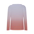 thumbnail image 5 of RXIRUCGD Hauts Décontractés à Manches Longues Rayés pour Femmes, Col en V, Rouge Melon D\'eau, Taille : L, 5 of 5
