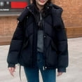 thumbnail image 4 of ZHOGXU Women's Hooded Coat With Pocket Long Sleeve Solid Color Zipper Thickened Warm Comfortable Fashion Jacket For Casual Daily Wear Black L, 4 of 5
