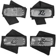thumbnail image 1 of Diadema de Naruto con metal plateado Cosplay Leaf Village Sand Veil Akatsuki Yahiko, Naruto diadema fiesta Naruto cumpleaños fiesta suministros juego de rol accesorios 4 unidades (negro) Ormromra WMZL-621, 1 of 8