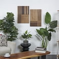 thumbnail image 3 of DecMode Brown Wooden Carved Two-Toned Striped Geometric Wall Decor (2 Count), 3 of 15