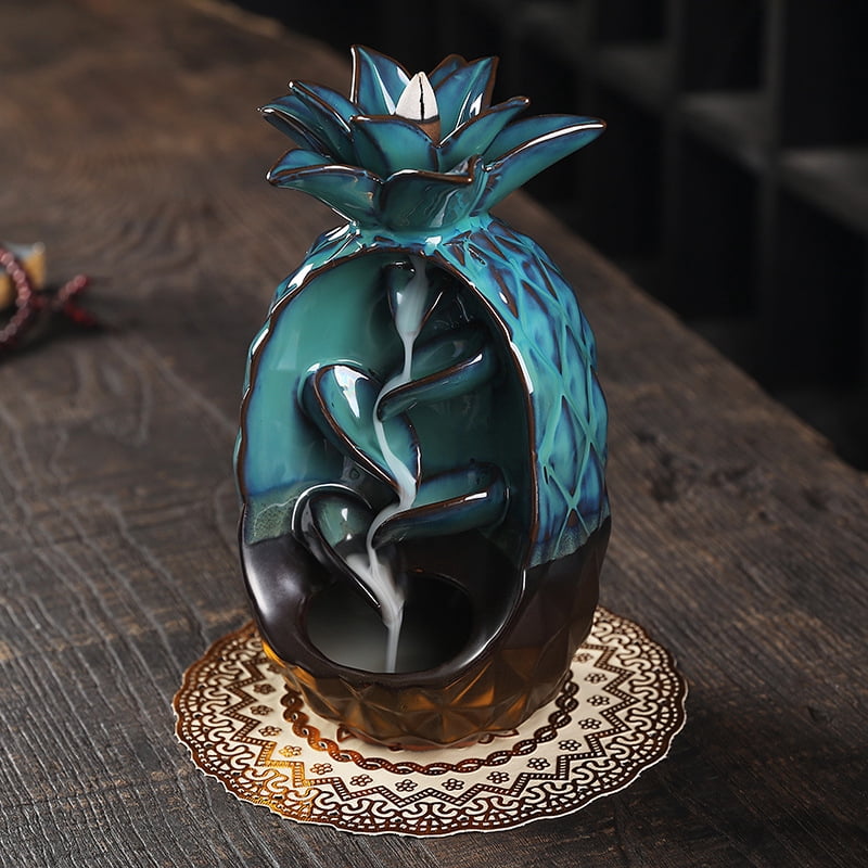 Ceramic Incense Burner, Waterfall Backflow Incense Holder, Aromatherapy Decor, Zen Decor, Home Decor, Room Decor (Teal)