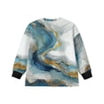 thumbnail image 5 of Xoenoiee Blue Golden Marble Print Sweatshirt for Girls Oversized Crewneck Sweatshirts Long Sleeve Side Slits Casual Pullover Tops, 9-10 Years, 5 of 7