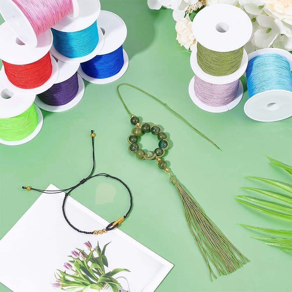 PH 378 Yards Nylon String Thread 18 Colors 0.4mm Beading String Bracelet Cord Chinese Knotting Cord for Jewelry Making Macrame Friendship Bracelets Christmas Ornament Colorful