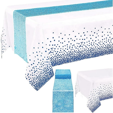 

CenturyX Table Cloth Set Shiny Long Sequin Table Runner with Dots Tablecloth