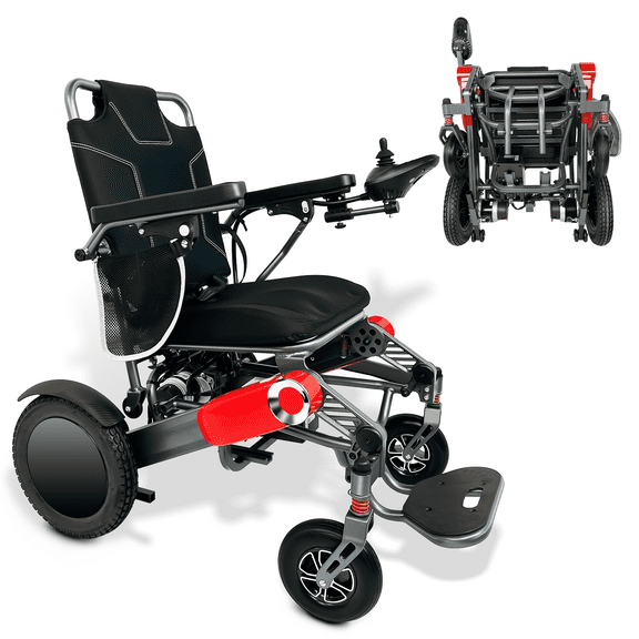 Ultra Lightweight Foldable Power Wheelchair for Adults, 15 Miles Long Range with Lithium Batteries, All Terrain Electric Wheelchair, 300 lbs Capacity