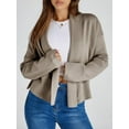 thumbnail image 3 of Open Front Solid Color Women Long Sleeve Shawl Neckline Knit Crop Cardigan, 3 of 6