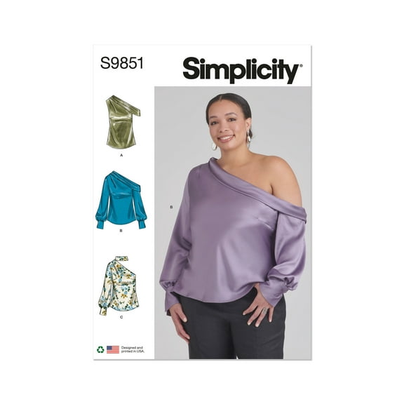 Simplicity Sewing Pattern 9851 -Misses' and Women's Tops, Size: W3 (30W-32W-34W-36W-38W)