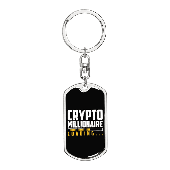 Loading Crypto Crypto Stainless Steel or 18k Gold Premium Swivel Dog Tag Keychain