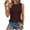 Brown, variant on Womens Gingham Check Tanks Tops Round Neck Sleeveless All-Over Smocked Bodice Peplum Hem Casual Blouses Cow Pattern L