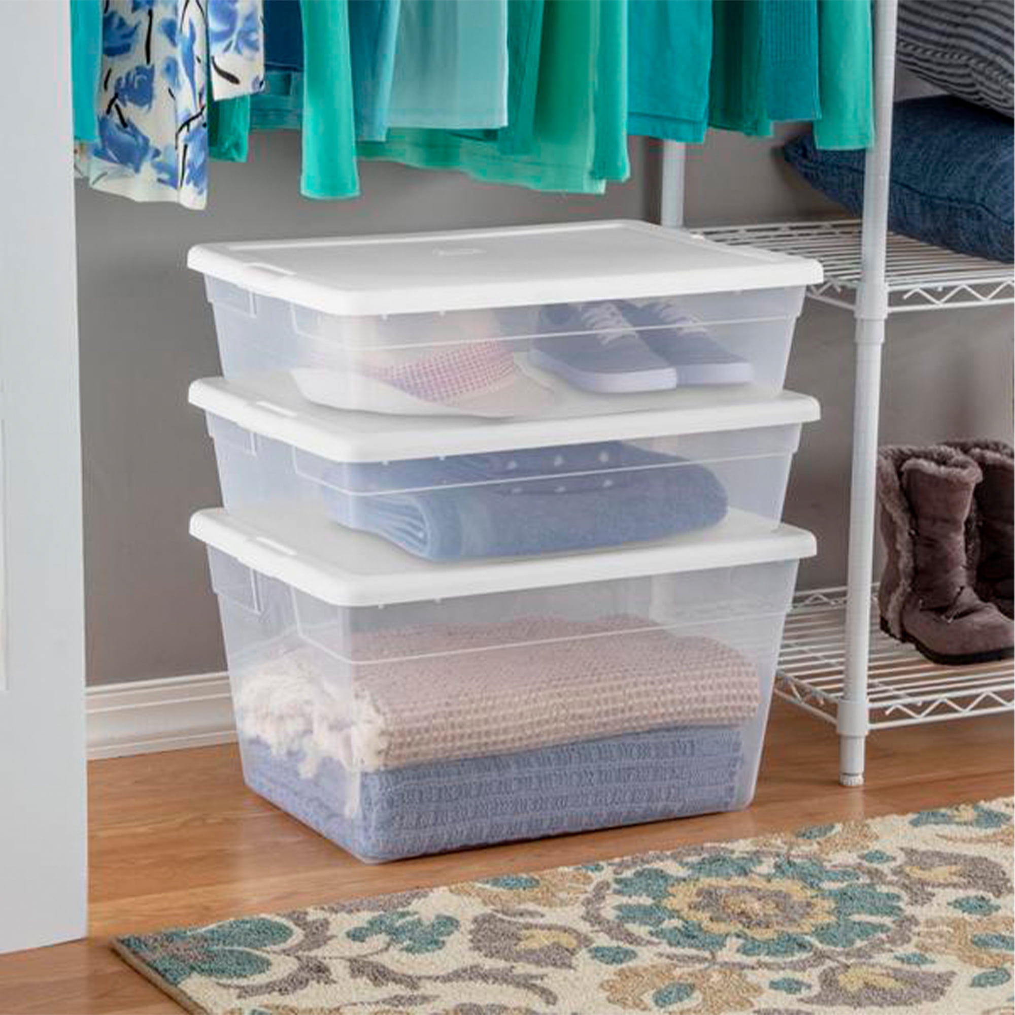 10 Gal. Underbed Storage Organizer Tote in Teal 7421TL - The Home Depot