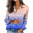 thumbnail image 3 of TaTaai Ladies Satin Blouse Long Sleeve Gradient Print Button Down Collar Silky Shirt Loose Fit Dressy Casual Top Gift, 3 of 5