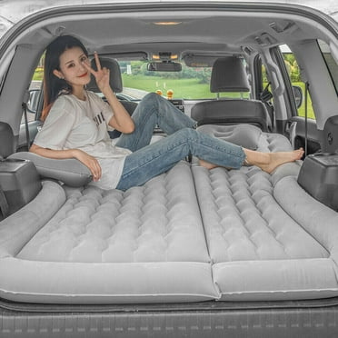 Car Air Mattress SUV Truck Bed Air Mattress 5.5 ft with Air Pump & Pillow,Storage Bag,Inflatable Flocking Air Mattresses for Camping,Travel (Gray)