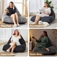 thumbnail image 3 of Bean Bag Chair Sofa Memory Foam Pre-Filled Bean Bag Chairs Stuffed Beanbag Sofa Lazy Bean Bag Sofa for Adults, Bean Bag Couch for Gaming, Reading & Relaxing(Faux Fur, Light Grey), 3 of 7