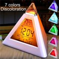 thumbnail image 1 of Reloj de mesa con alarma LCD piramidal, termómetro, reloj de mesa Digital, 7 colores, luz de fondo, reloj Led cambiable, luz nocturna para el hogar, 1 of 5