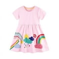 thumbnail image 2 of Bellafa 100% Cotton Cartoons Applique Jersey Dress For 2-7 Years Little Girls Summer Short Sleeve Dresses 2T Toddler Rainbow Dress, 2 of 8