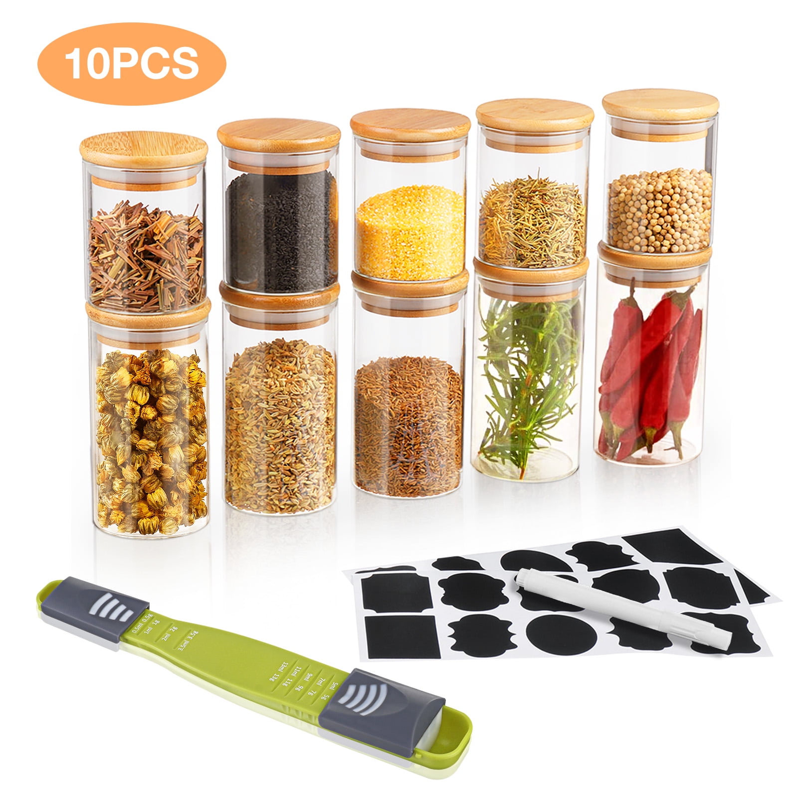 Details about   Plastic Spice Herb Kitchen Storage Jars Screw Top Lid Food Containers Clear Pots 