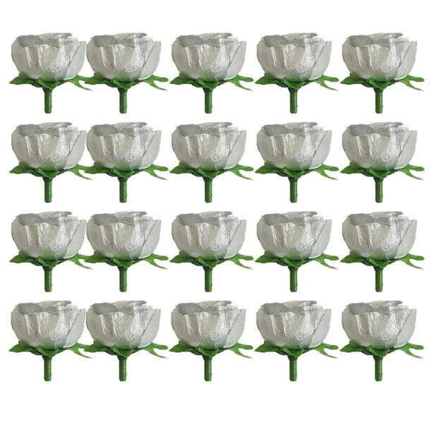 50 rosas artificiales de imitación para San Valentín, regalo realista para bodas, fiestas, festivales y decoración del hogar (plateadas).