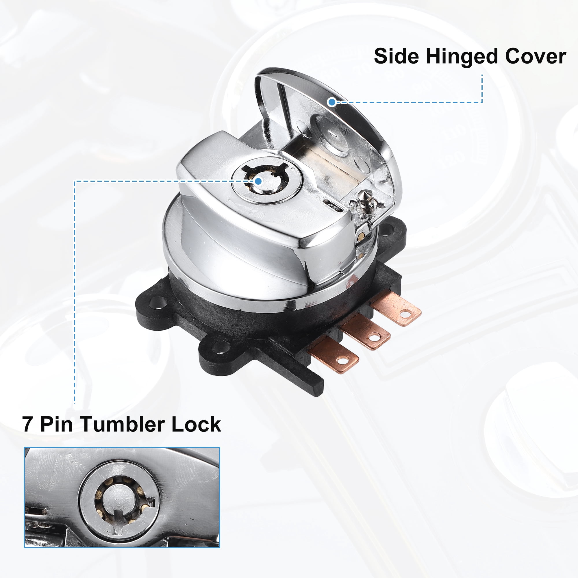 Unique Bargains Ignition Switch with Cover and 2 Round Keys for Harley Softail Road King