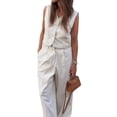 thumbnail image 2 of Women'S 2 Piece Vacation Outfit Striped Button Down Blazer Vest and Long Pants Set White M, 2 of 9
