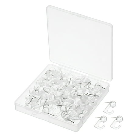 

Uxcell Push Pin Hooks Plastic Head Wall Thumb Tack Hanging Nails Transparent 50 Pack