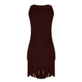 thumbnail image 5 of Efsteb Formal Dresses for Women Solid Color Sleeveless Fashion Ruched Bodycon Boho Midi Dresses Western Asymmetrical Hem Tassel Dress Elegant Dresses V-Neck ,Size:XXL, 5 of 5