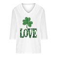 thumbnail image 4 of successthop Green Ladies Tops and Blouses 3/4 Sleeve Dressy St Patricks Day Plus Size with Crew Neck Polyester Casual St. Patricks Day Blouse Tops for Irish Themed Gifts M, 4 of 4