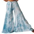thumbnail image 2 of Pantalons de Plage Boho pour Femmes Taille Haute Décontractée Ample Jambe Large Droite Imprimée, 2 of 6