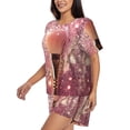 thumbnail image 2 of Kdxio Makeup Brush on Pink Glitter Print Pajamas Sets for Women Short-Sleeved Pjs with Lounge Shorts Two Piece Sleepwear S-4XL, 2 of 5