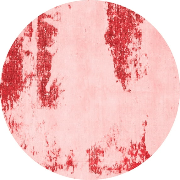 Ahgly Company Machine Washable Indoor Round Abstract Red Modern Area Rugs, 3' Round