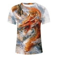 thumbnail image 5 of Dovford Mens Tshirts 2024 Summer Fashion Casual Men's Round Neck 3D Dragon Printed T-shirt Short Sleeve Regular Fit Tops, 5 of 5