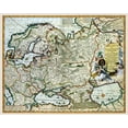 thumbnail image 2 of Visscher 32x26 Gold Ornate Wood Framed with Double Matting Museum Art Print Titled - Europe Scandinavia Russia - Visscher 1681, 2 of 4