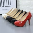 thumbnail image 4 of Escarpins Mode Aguichant Quatre Saisons Nouvelle Collection de Cette Année en Cuir Verni à Bout Rond Chaussures pour Femmes, 4 of 6
