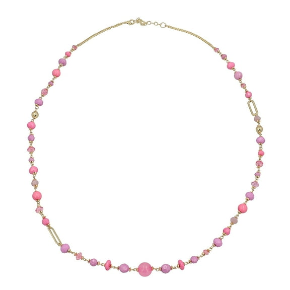 Pink Glass Beaded Necklace for Women Size 36" Birthday Christmas Gifts