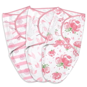 Gllquen Baby Swaddle Blankets, 3-Pack, Pink Flower