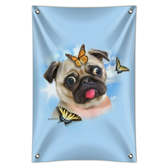 Pug Dog Butterflies Selfie Home Business Office Sign