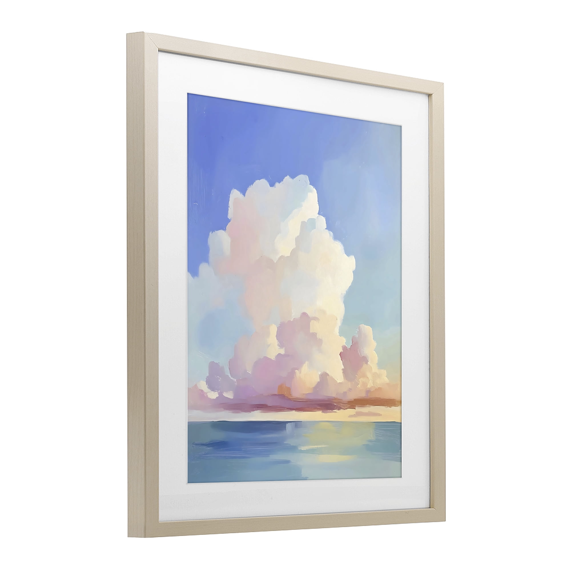 Stupell Industries Dreamy Pastel Clouds over Sea Birch Framed Print Under Glass, design by The Prints Vibe