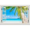 thumbnail image 2 of Tropical Beach Wall Art Picture for Living Room - Window Frame Style Canvas Wall Decor Palm Tree - Coastal Art Print for Bedroom - Blue Ocean Artwork on Canvas for Home decoration, 2 of 8