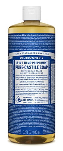 Dr Bronner s Pure Castile Liquid Soap Peppermint 32 Ounce 2 Pack 