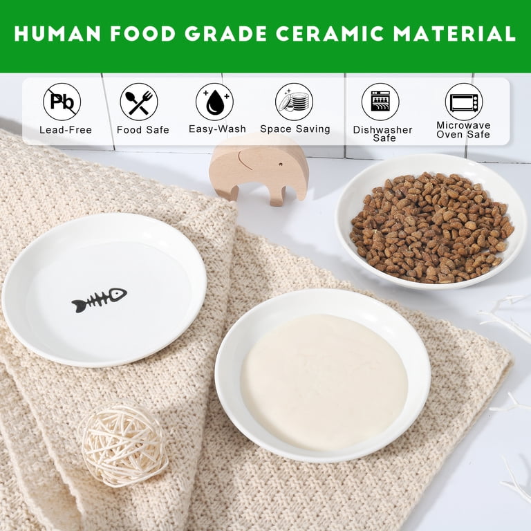 Wide Shallow Ceramic Cat Bowls With Silicone Base photo 5